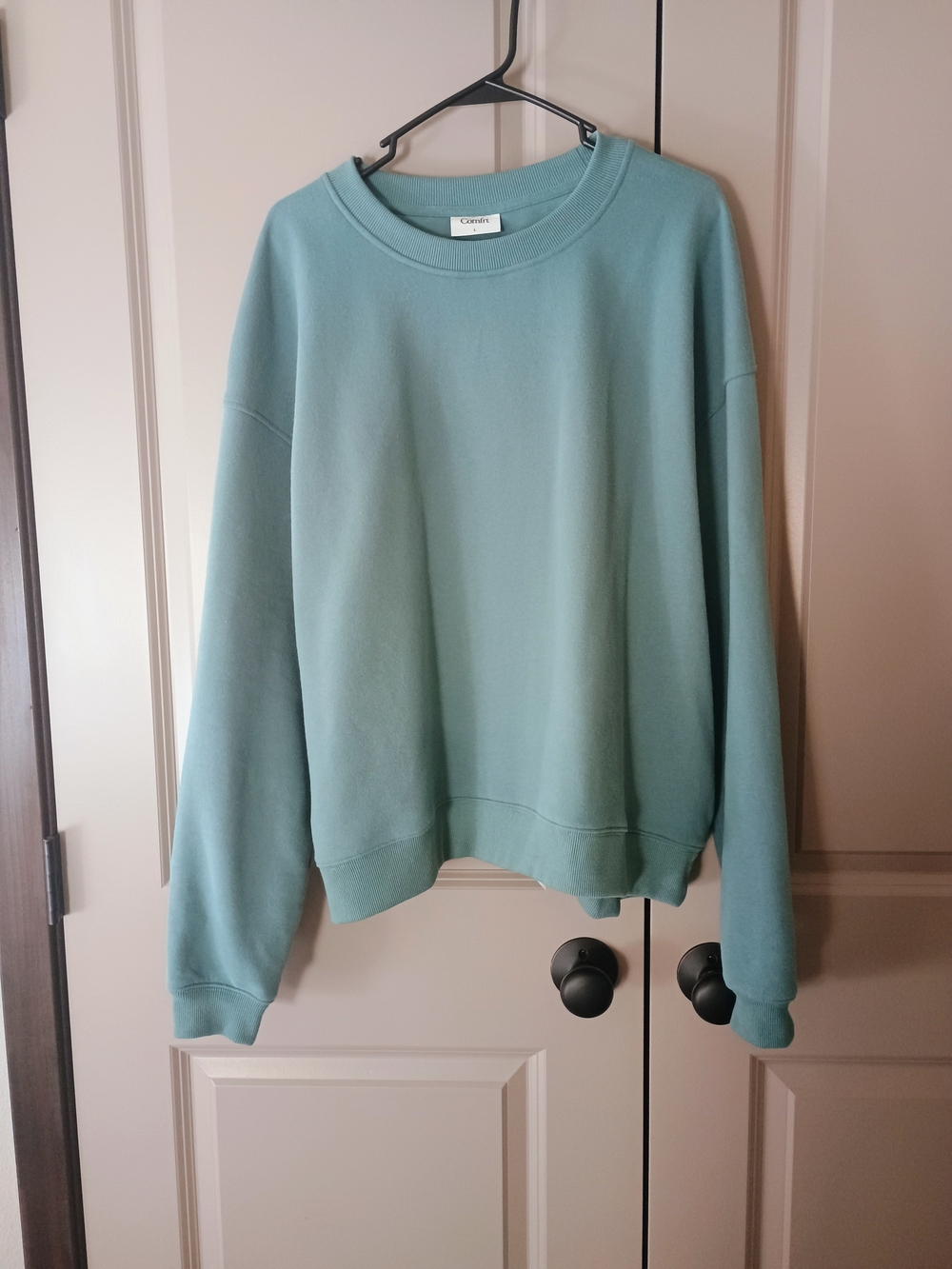 Halo Lightweight Crop Crew Sweatshirt - Teal - Picture 3 of 5